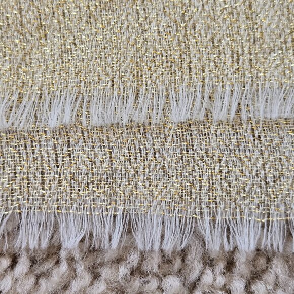 NWOT Cashmere Scarf GOLD & Blue - Picture 6 of 8